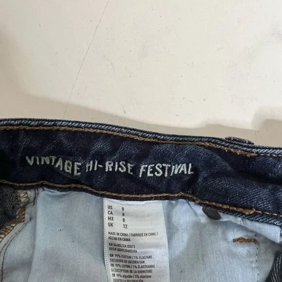 American eagle vintage hi-rise festival shorts women’s size 8 blue - Picture 6 of 8